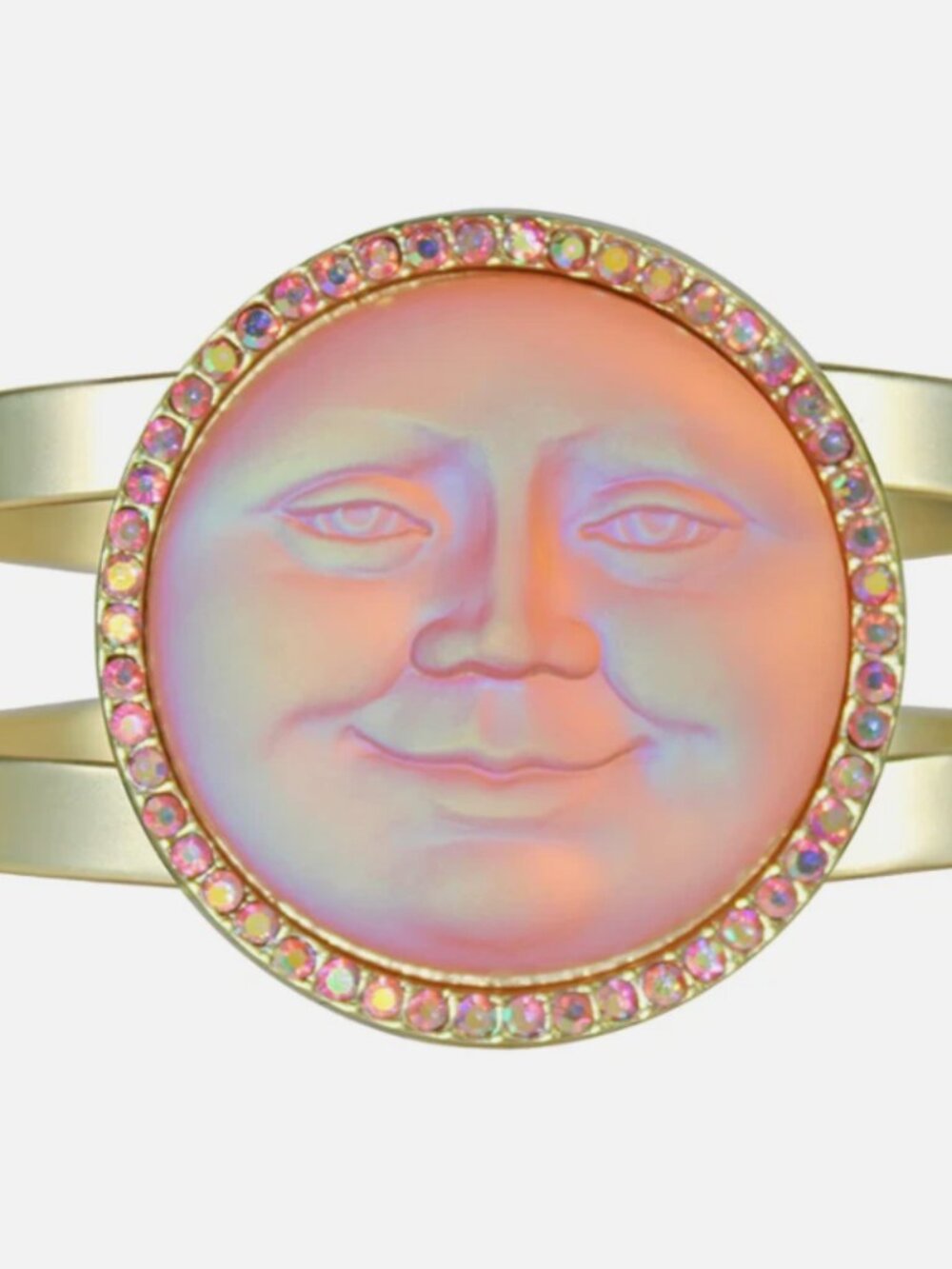 Kirks Folly Glass Seaview Moon 35mm Cuff Bracelet matte gold tone Rosaline AB